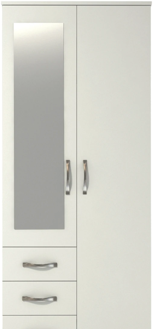 2 Door 3 Drawer Combi Short Mirrored Wardrobe