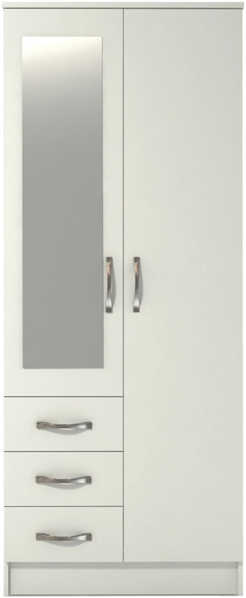 2 Door 3 Drawer Combi Short Mirrored Wardrobe