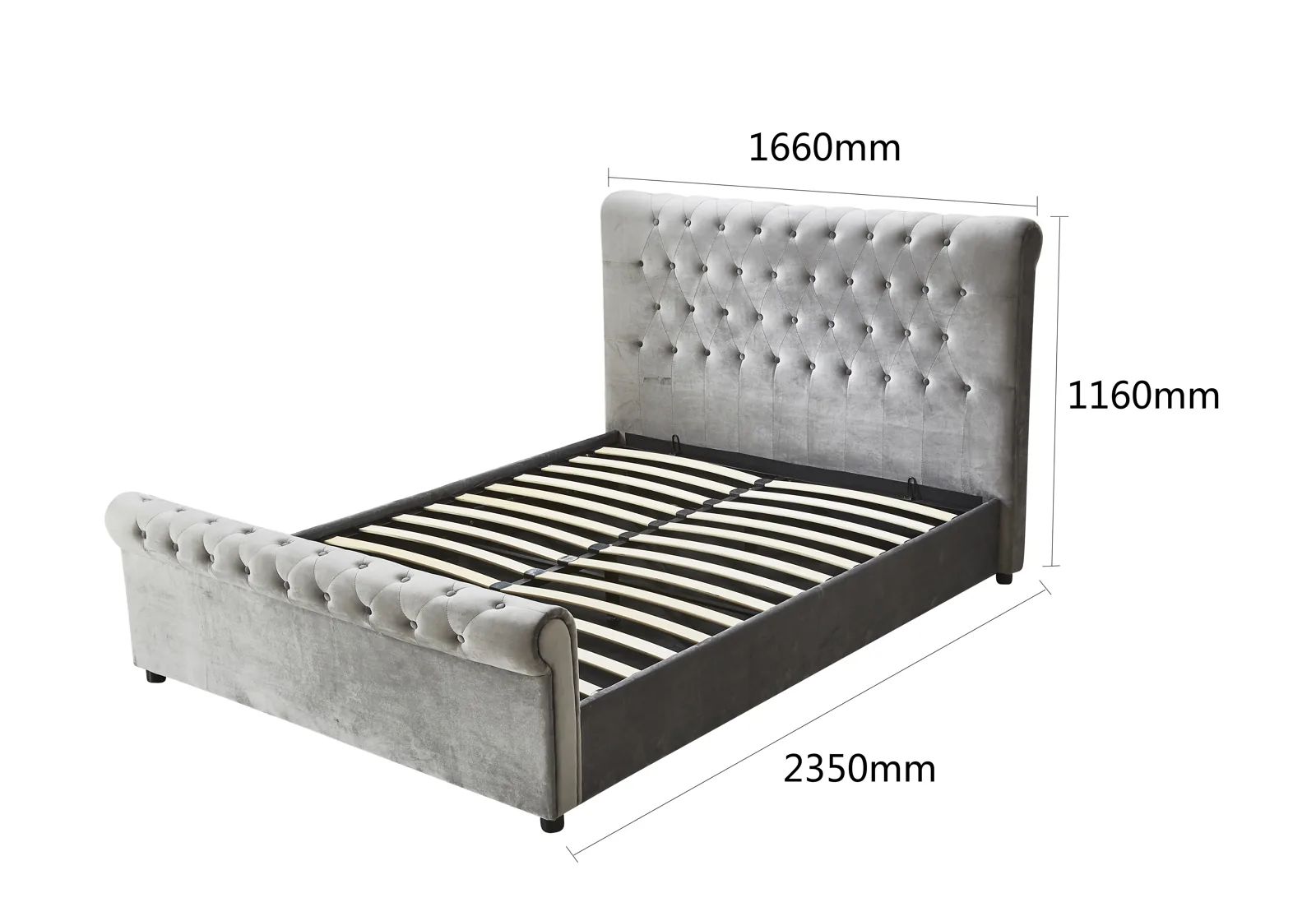 Diamond-Tufted Brushed Suede Bed