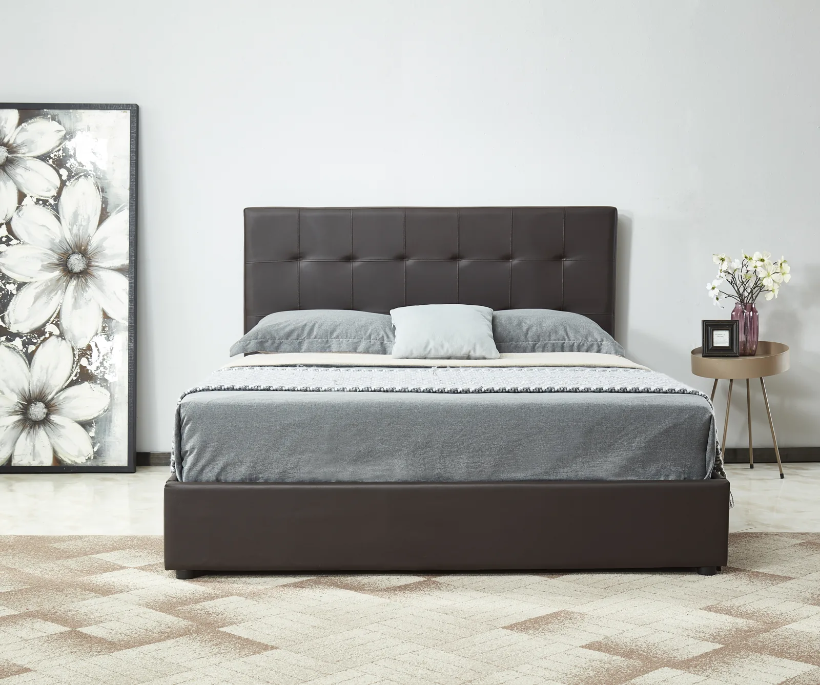Double-Tufted Straight-Back Bed
