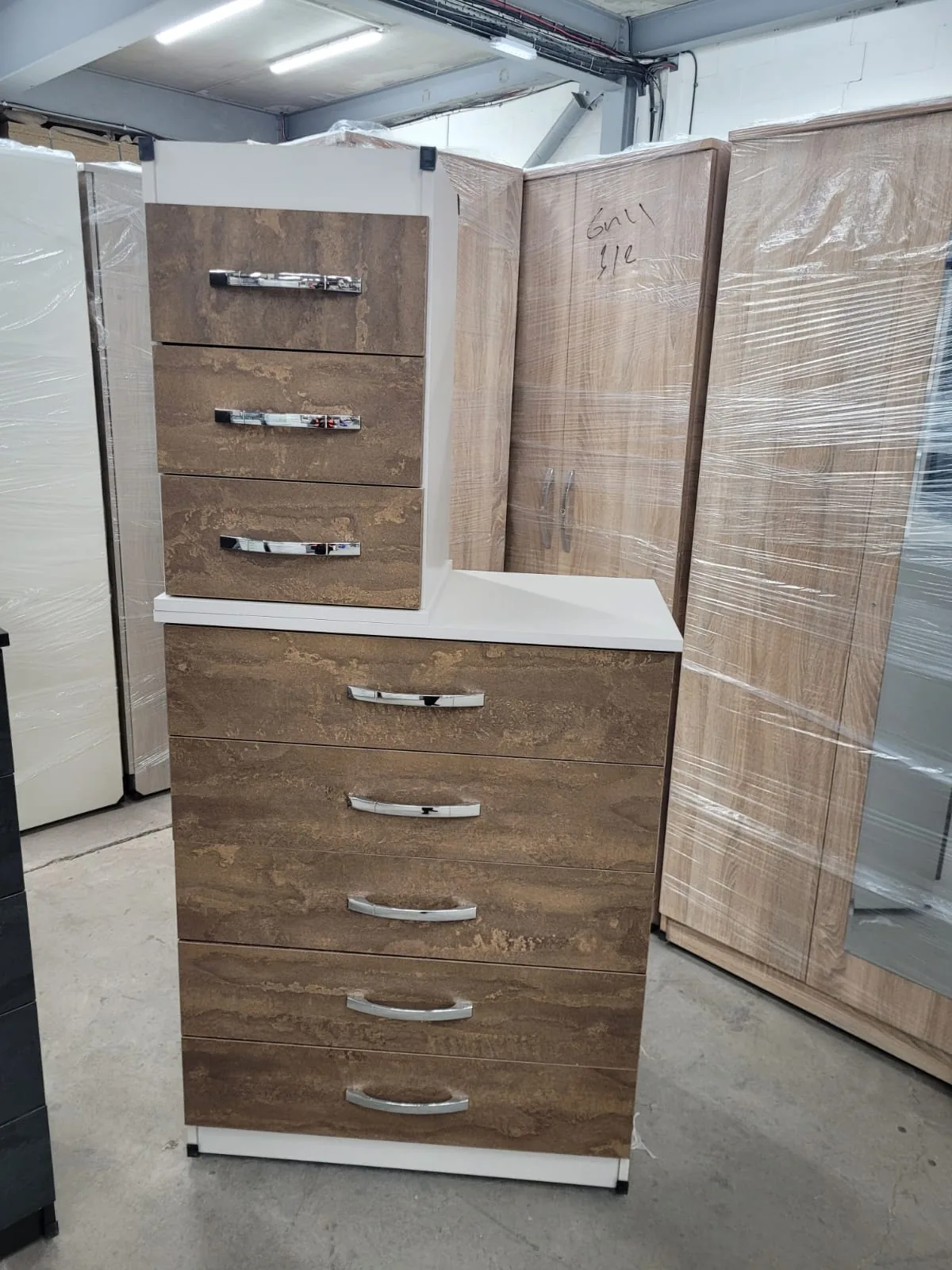 Fitted wardrobe set in a neutral finish